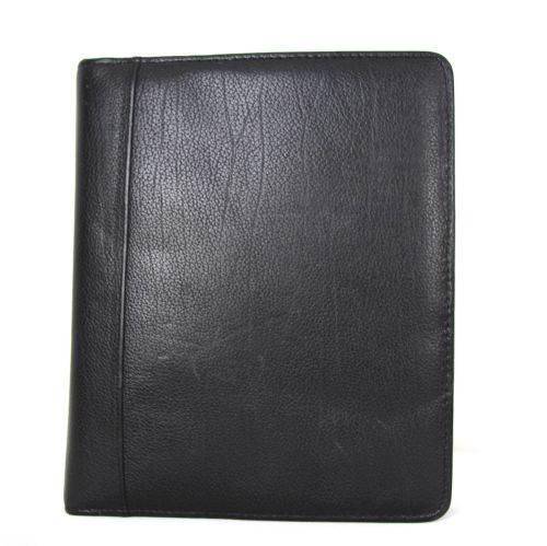 LARGE FRANKLIN QUEST USA BLACK GENUINE LEATHER BUSINESS ORGANIZER BINDER FOLDER