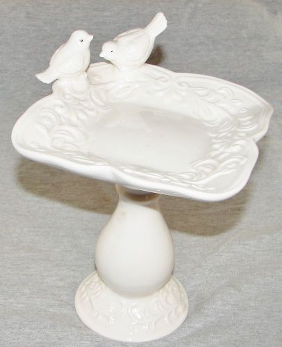 VINTAGE CERAMIC PEDESTAL BIRD BATH CARD HOLDER