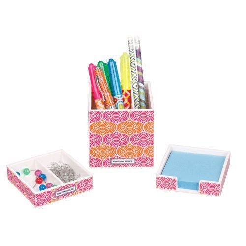 New jonathan adler 3 piece desk set pencil holder featured in circle ornaments for sale