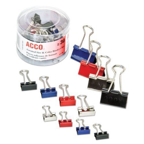 NEW ACCO Binder Clips  Assorted Colors  30 per tub (A7071130)