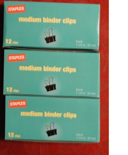 Staples Brand 36 Medium Binder Clips Black