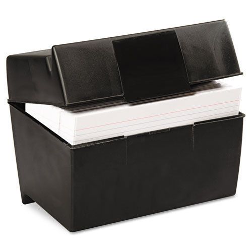 Plastic Index Card Flip Top File Box Holds 500 5 x 8 Cards, Matte Black