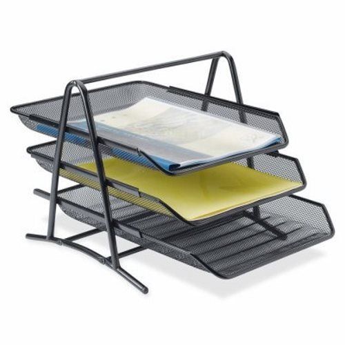 Lorell Front-Load Ltr Tray, 3 Tier,10-3/4&#034;x14-1/4&#034;x11&#034;, BK Mesh (LLR90206)