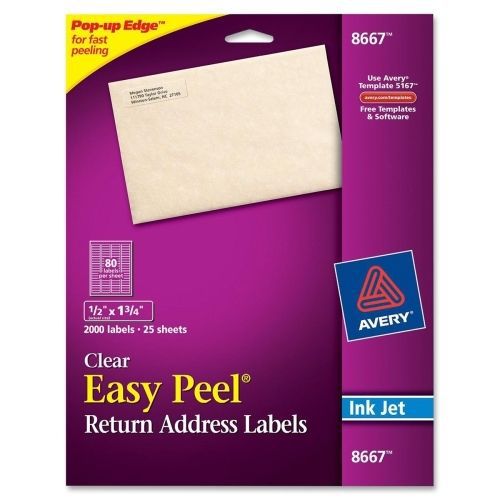 Avery easy peel mailing label - 0.5&#034;wx1.75&#034;l- 2000/pk - inkjet - clear for sale