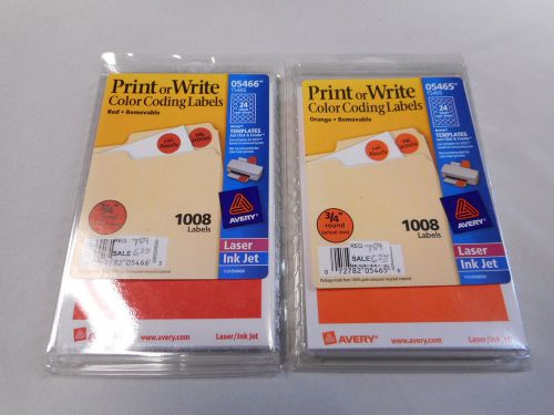 Avery Print or Write Removable Color-Coding Labels 3/4in dia Orange And Red 1008