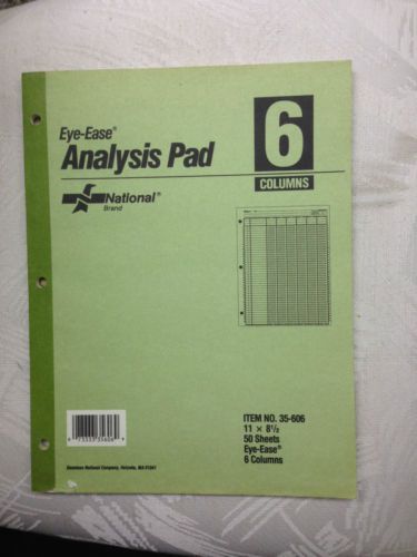 DENNISON National Brand ANALYSIS PAD 6 COLUMNS 11 X 8 1/2 Eye Ease Paper #35-606