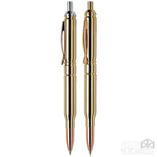 Brass 2pc Lot Set Bullet Ballpoint Pen and 0.7mm Mechanical Pencil Set