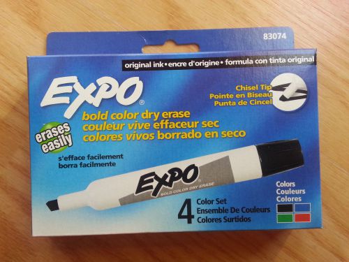 EXPO Dry Erase Color Markers Set of 4 Assorted Colors Black Blue Green Red 83074