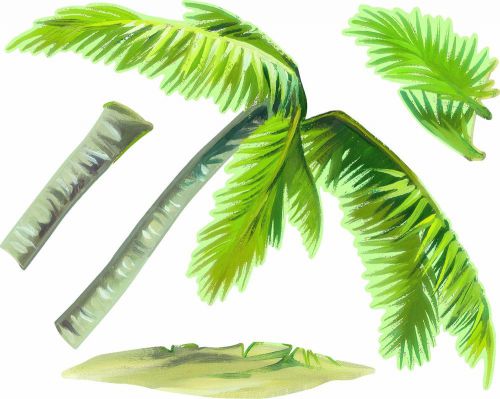 Wallies 13365 Peel and Stick Wall Art, Breezy Palm Brand New!