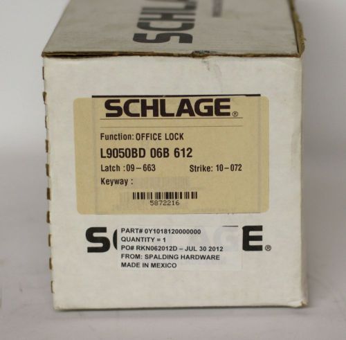 New Schlage Commercial Mortise Lockset &#034;L&#034; Series L9080BD 06B 612