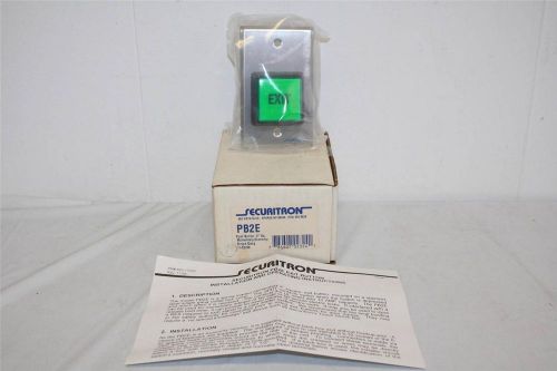 Securitron PB2E Green EXIT Push Button 2&#034; sq. Momentary Single Gang New