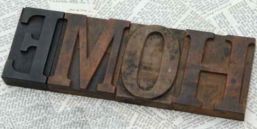 &#034;HOME&#034; rare wood type woodtype font letterpress printing blocks wonderful patina