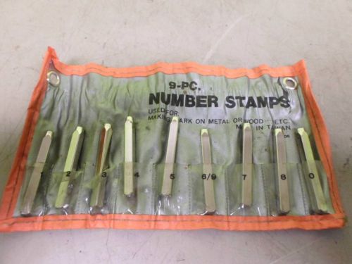 9 piece Numbering Stamp: Iron, Wood, Etc