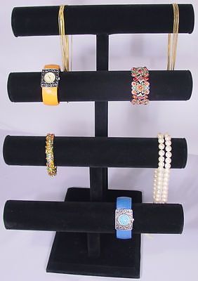 17&#034;H SUPER DUTY BLACK JEWELRY DISPLAY 4 TIER T BAR BRACELET BANGLE WATCH PJ62B1