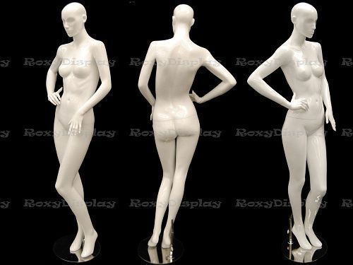 Female Fiberglass Mannequin Glossy White Abstract Fashion Style #MC-ANNA05