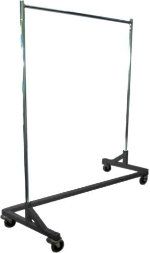 Heavy Duty Deluxe Adj Height Rolling Z Rack Garment Clothes Rack Chrome &amp; Black