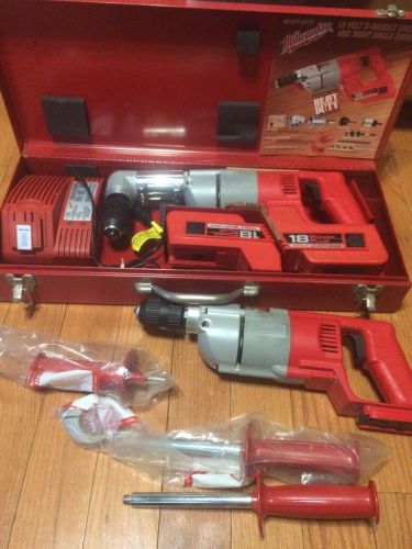 Milwaukee 18 Volt Power Plus Right Angle Drill W/Case &amp; 2 Batt &amp; Char &amp; X Drill