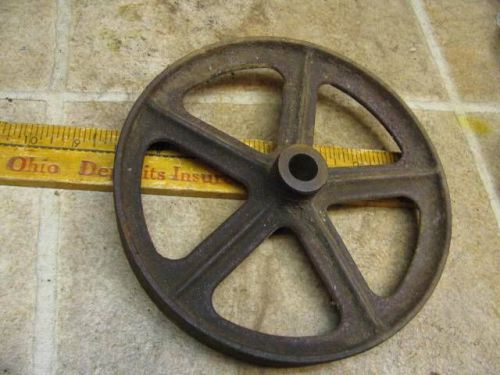 Vintage cast iron wheel pulley mini hit miss engine cart steampunk machine age for sale