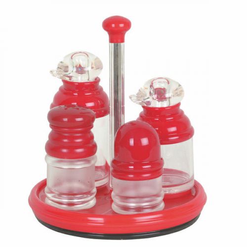 5PC/Set Revolving Bottle Set Condiments RED NEW