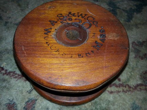 ANTIQUE WOODEN SPOOL Worcester Massachusetts A.S.&amp;W. CO NO 20 RARE LQQK