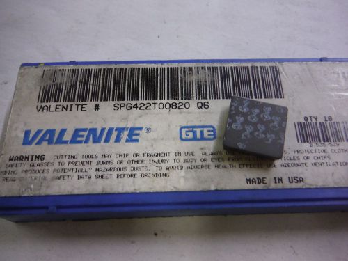 VALENITE CERAMIC INSERT SPG 422 T00820 Q6 QTY 10 (LOC1275A)