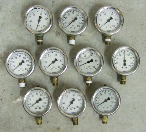 Lot ~ 10 0-100/0-150 psi 2.5&#034; Hydraulic-Air-Water PRESSURE GAUGE Wika compressor