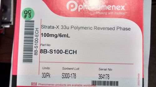 PHENOMENEX STRATA 8B-S100-ECH 33µm POLYMERIC SORBENT SPE COLUMNS 100mg/6ml