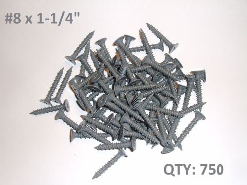 (750 pc) #8 x 1-1/4&#034; CEMENT BOARD SCREWS screw anchors PHILLIPS FLAT head loose