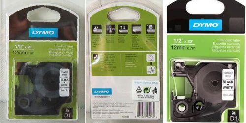 Dymo D1 Label BLACK on WHITE 1/2&#034; x 23&#039; 45113 New One pack