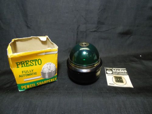 Vintage Green  PRESTO PENCIL SHARPENER with spare blades Made in Japan