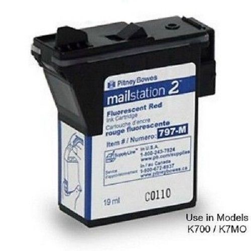 Pitney bowes mail station 2 fluorescent red ink cartridge 797-m for sale