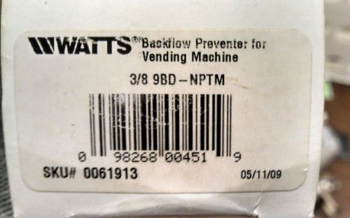 WATTS * 3/8&#034; BACKFLOW PREVENTER NIB 0061913 * 9BD-NPTM