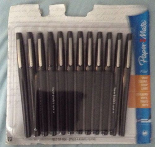 BRAND NEW IN SEALED PACKAGING Papermate Flair 12pk Black