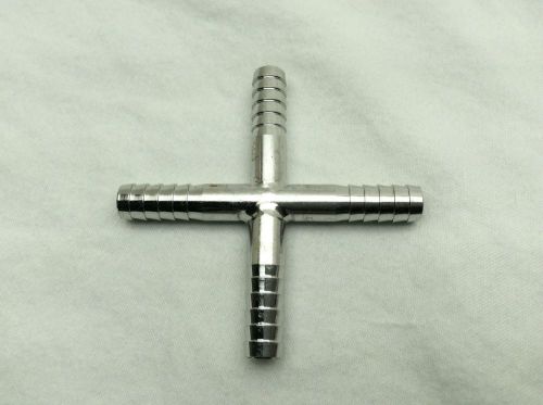 1/4&#034; Food Grade Stainless Steel Hose Barb Fitting Cross Air Fluid Bar ware