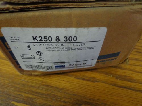 APPLETON 2-1/2&#034; - 3&#034; FORM 35 UNILET COVER K250&amp;300  BX OF 5  NIB NOS