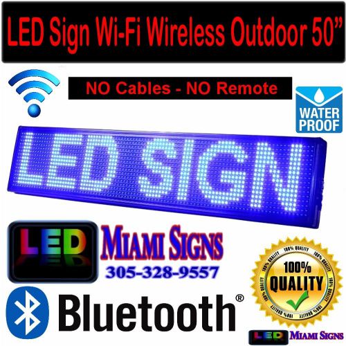 LED Sign 50&#034; Wi-Fi Wireless Connection Programmable LED Display BLUE P10 Outdoor