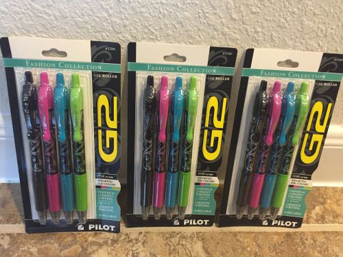 Lot 12 Pilot G2 Pens Assorted Black Fine Gel Pens Fine Point 0.7mm Fashion Scrol