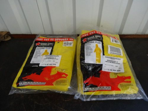 2 NEW River City Classic Plus Rainwear 2X Large 60&#034; Rider Coat PVC/Polyester NEW