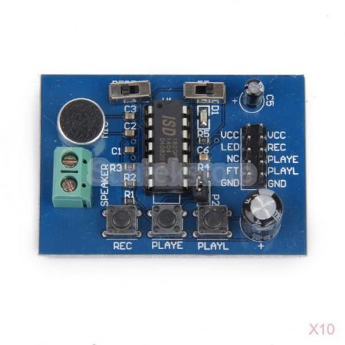 10Pc ISD1820 Voice Module Voice Board Sound Recording Module On-board Microphone