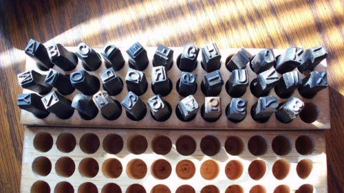 Vintage 35 Piece 1/4&#039;&#039; A-Z Steel Punch Stamp Die Set Metal Letters w/Wood Box