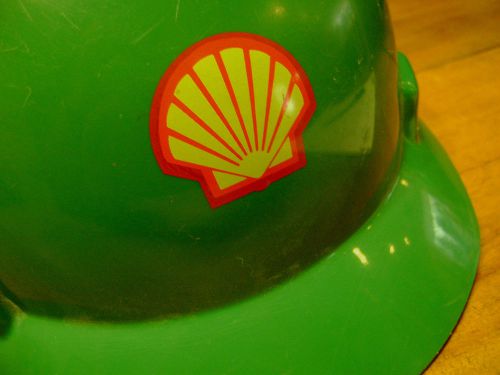 Shell oil v-gard msa mining safety hard hat size m 6 1/2-7 3/4 green rare! for sale