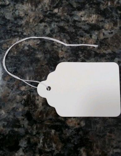 Tags #7 100 pcs Scallop White Price Merchandise Tags Pre-Strung 1 7/16 x 2 1/8&#034;