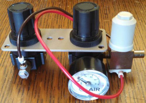 2 Watts Fluidair Miniature Regulators R384-01CP Assemblage w/Gage and Filter(?)