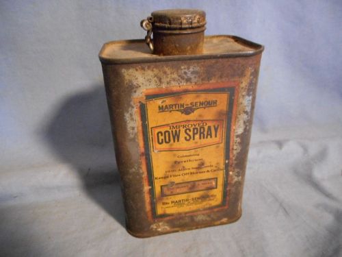 VINTAGE DAIRY FARM CATTLE FLY BUG COW SPRAY Martin-Senour empty TIN CAN