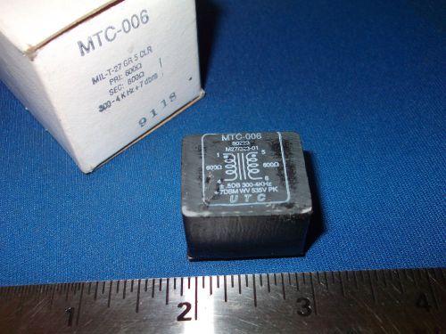 MTC-006 UTC M27/323-01 MIL-T-25 GR CLR 600? TRANSFORMER NEW ORIG PKG LAST ONES