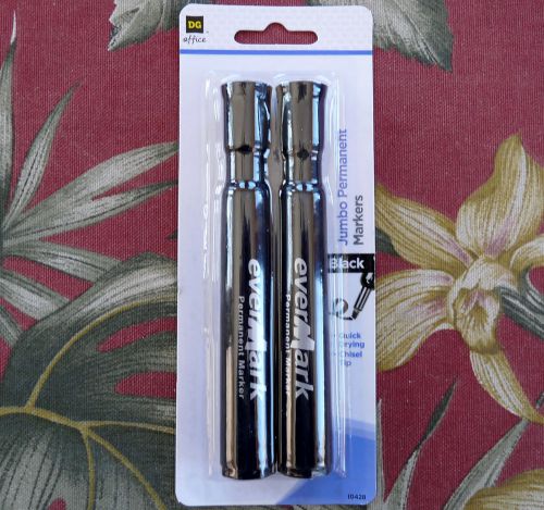 * DG Office 2 ct. Jumbo Permanent Black Markers, quick drying, chisel tip, 10428