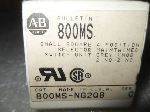 (Y3-2) 1 NIB ALLEN BRADLEY 800MS-NG2QB SELECTOR SWITCH