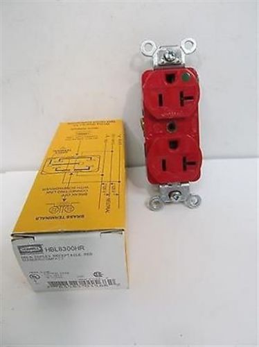 Hubbell HBL8300HR Hospital Grade Duplex Receptacle 5-20R - Red