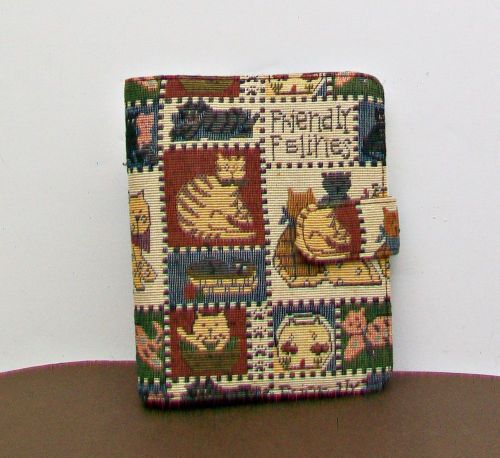 Friendly felines tapestry cat spiral notepad  holder  or binder nos for sale