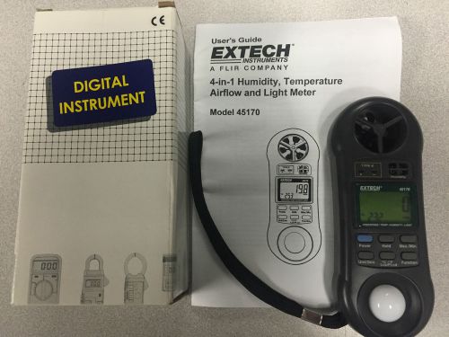 Extech 45170 Hygro-Thermo-Anemometer Light Meter, 80 to 5910 fpm, LCD Used